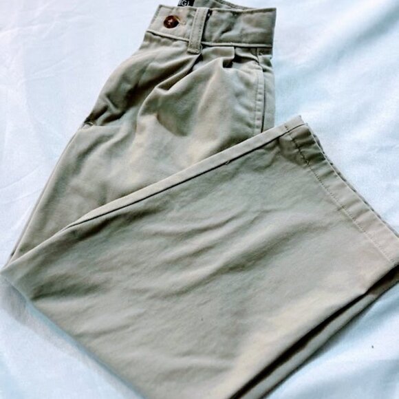 Boys Pleated Tan Kaki Uniform Pants Size 6 Slim - Picture 1 of 3